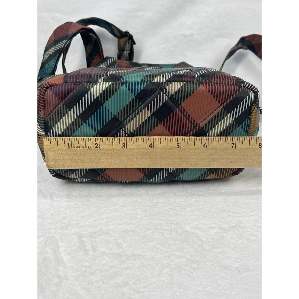 Lug Dary Mini Crossbody Bag Quilted Plaid Multi Pocket Top Handles Zip Purse